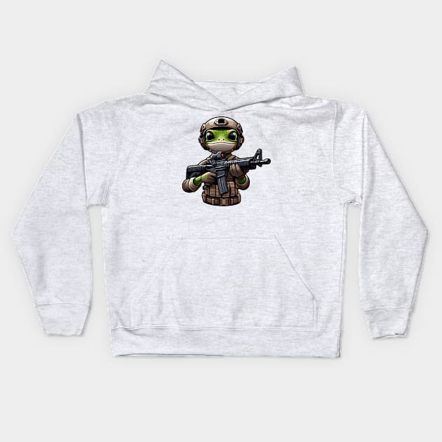 Tactical Gecko Kids Hoodie by Rawlifegraphic